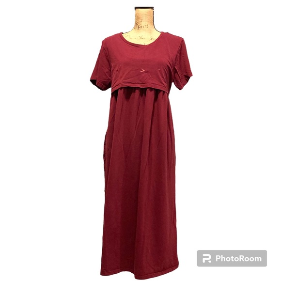 Samaya Maternity breastfeeding dress, Maxi dress, XL, burgundy, India - Picture 1 of 6